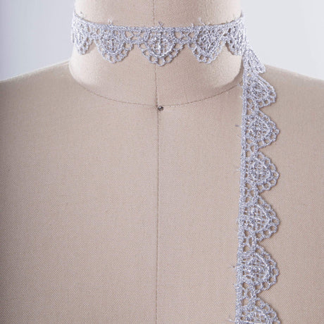 Silver Metallic Scalloped Lace Trim