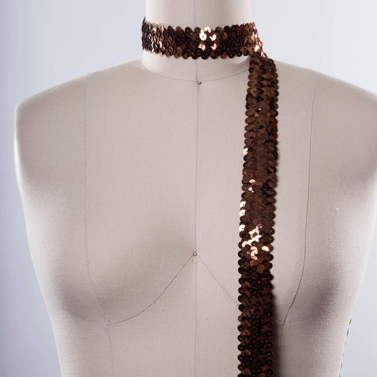 Stretch Sequin Trim Penny Brown 0.75 Inch