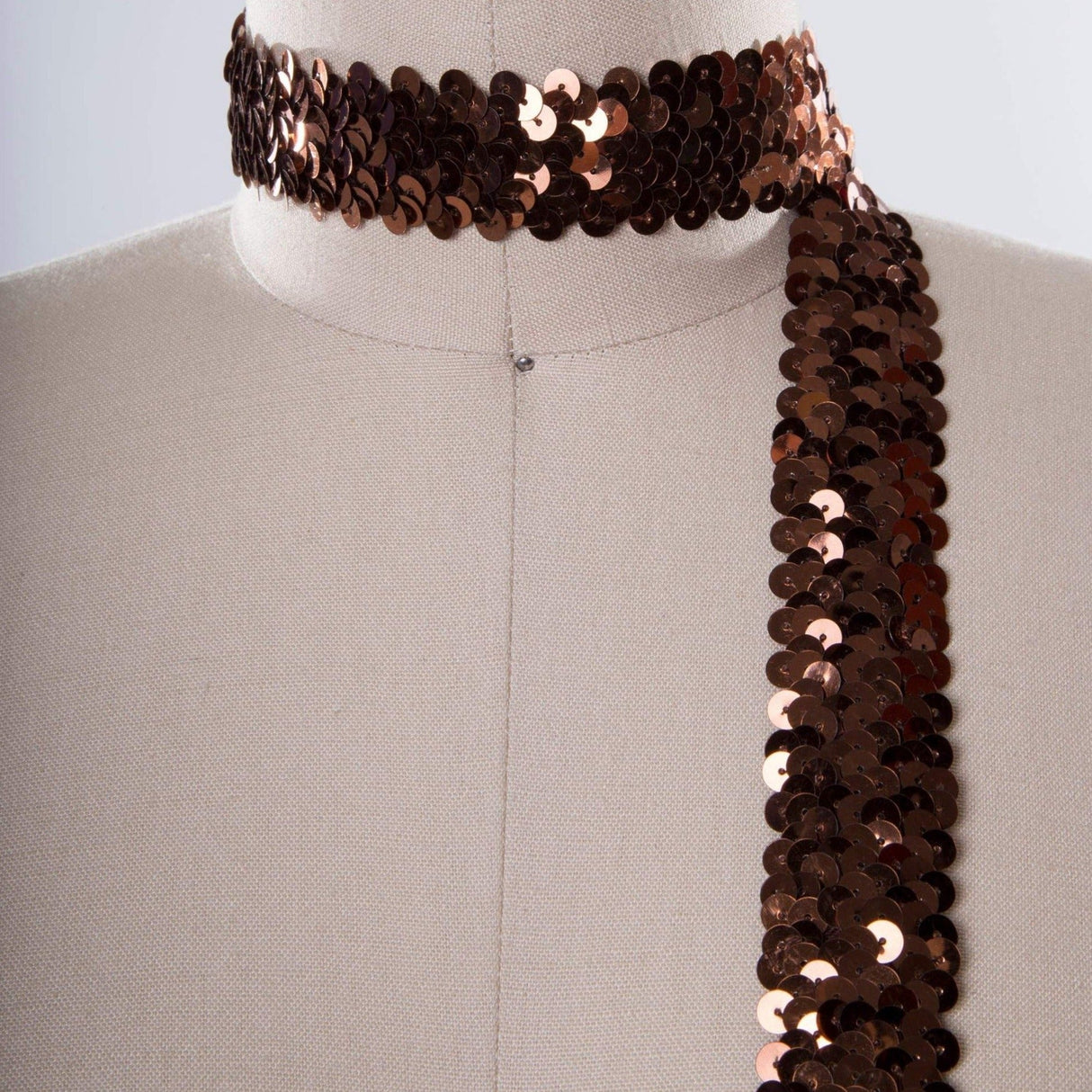 Stretch Sequin Trim Penny Brown 0.75 Inch