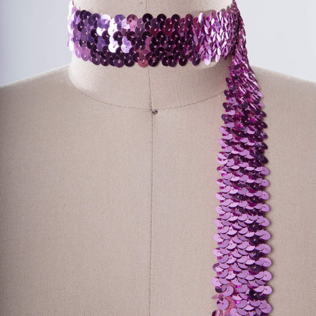 Stretch Sequin Trim Mauve Pink 1 Yard