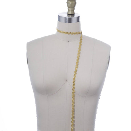 Gimp Trim Metallic Gold Black 3/8 Inch