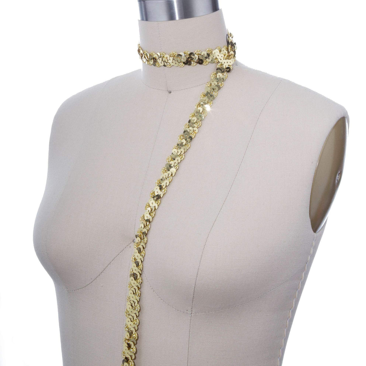 Sequin Banded Ribbon Trim Gold 1 Inch