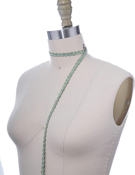 Gimp Trim Mint Green Antique Gold Scroll