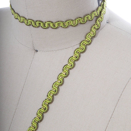 Gimp Trim Gold Accents Lime Green 3/8"