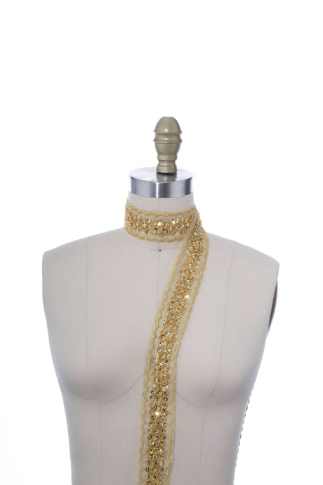 Gold Sequin Beaded Lace Trim