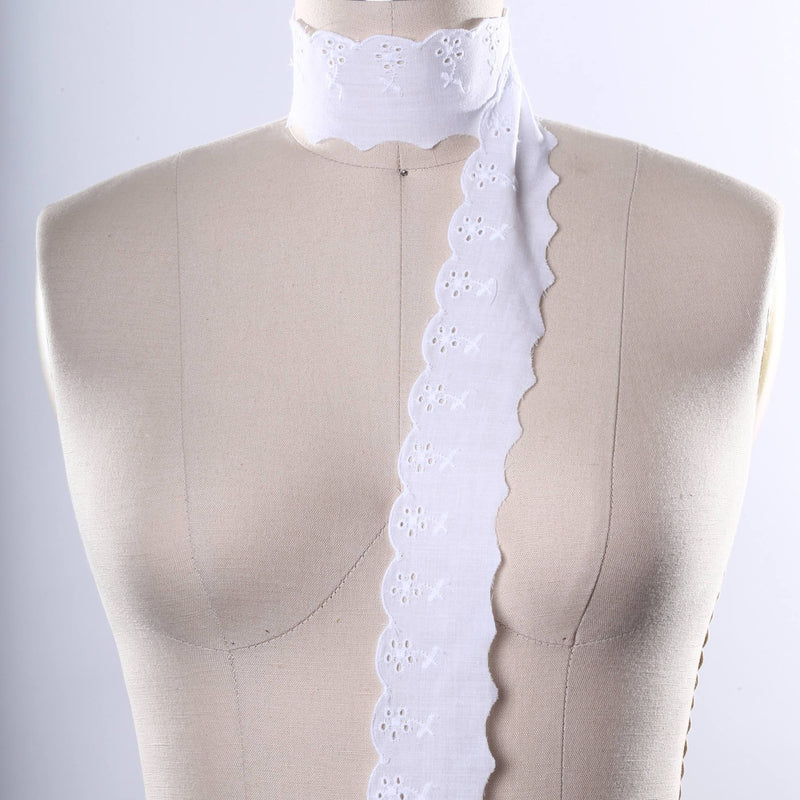 Eyelet Cotton Lace Trim White 2in Daisy