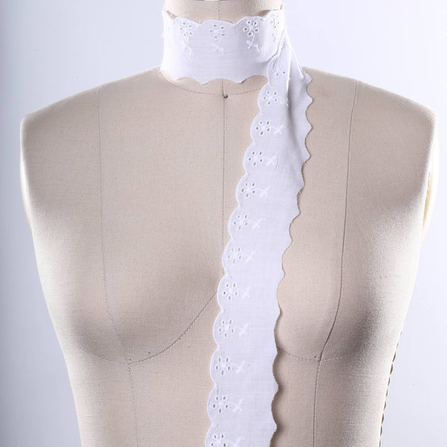 Eyelet Cotton Lace Trim White 2in Daisy