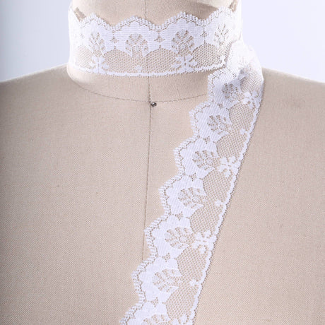 Lace Trim White Scalloped Floral 1 Inch