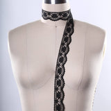 Lace Trim Black Floral Scalloped Edge