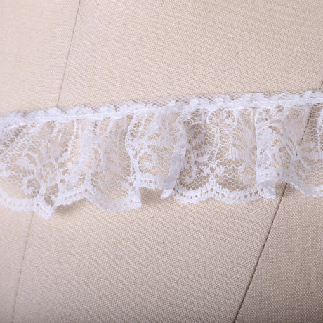 Ruffled Lace Trim White 2 Inch