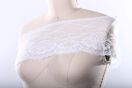 Lace Trim Polyester Floral Scalloped Black White