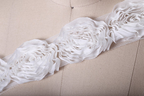 Rose Lace Trim White Ivory