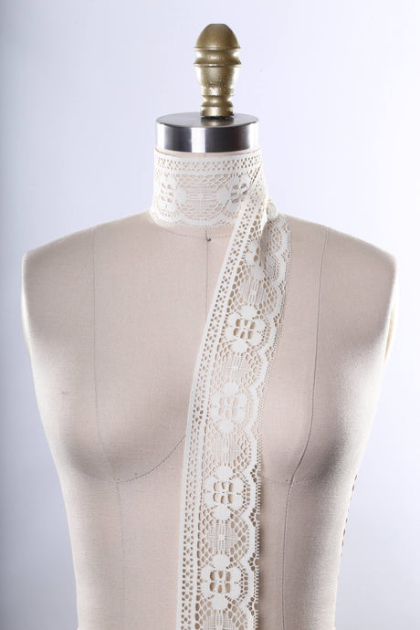 Lace Trim Ivory White Polyester 2 Yards