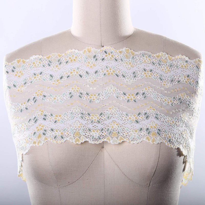 Stretch Lace Trim Yellow White Green 7in
