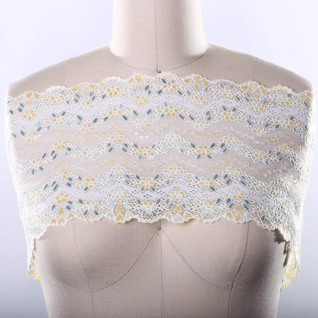 Stretch Lace Trim Yellow White Green 7in