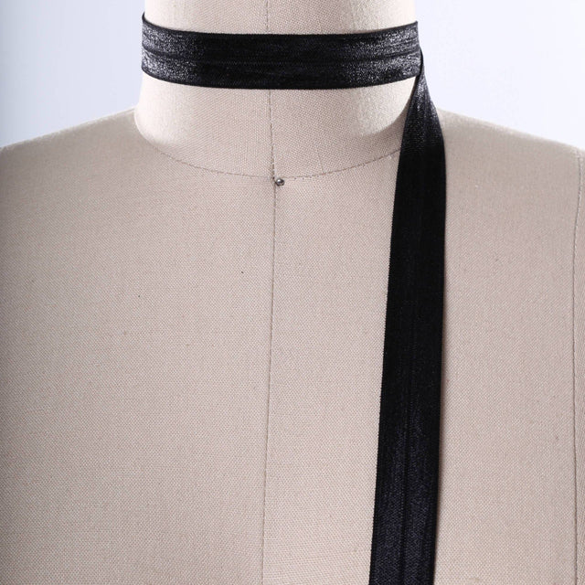 Fold Over Elastic Shiny Black 5/8in