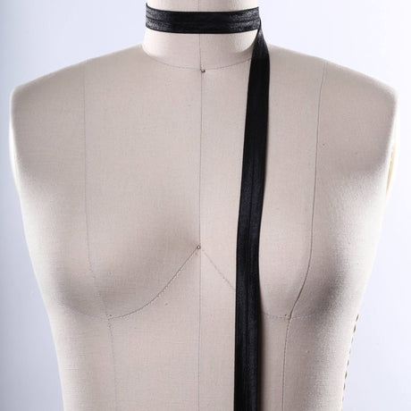Fold Over Elastic Shiny Black 5/8in