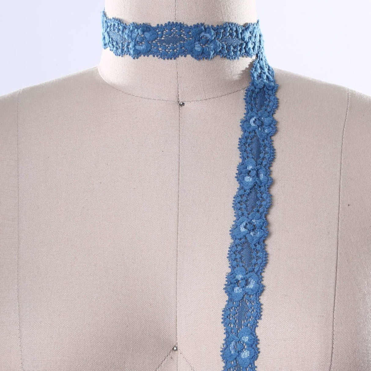 Stretch Lace Trim Dark Teal Blue 7/8 Inch