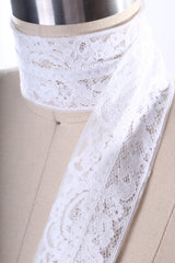 Floral Lace Trim White Polyester 2 Yards