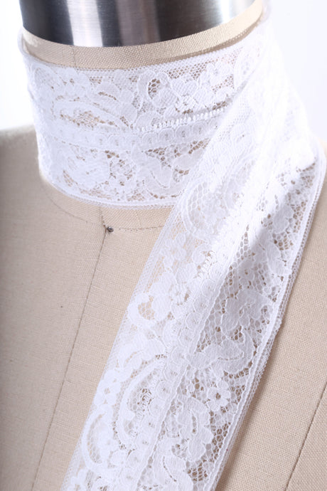 Floral Lace Trim White Polyester 2 Yards