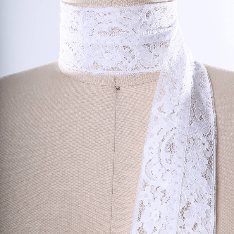 Floral Lace Trim White Polyester 2 Yards