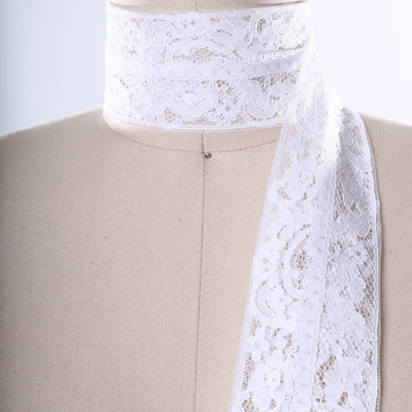 Floral Lace Trim White Polyester 2 Yards