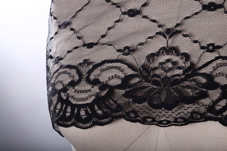 Lace Trim Polyester Floral Scalloped Black White