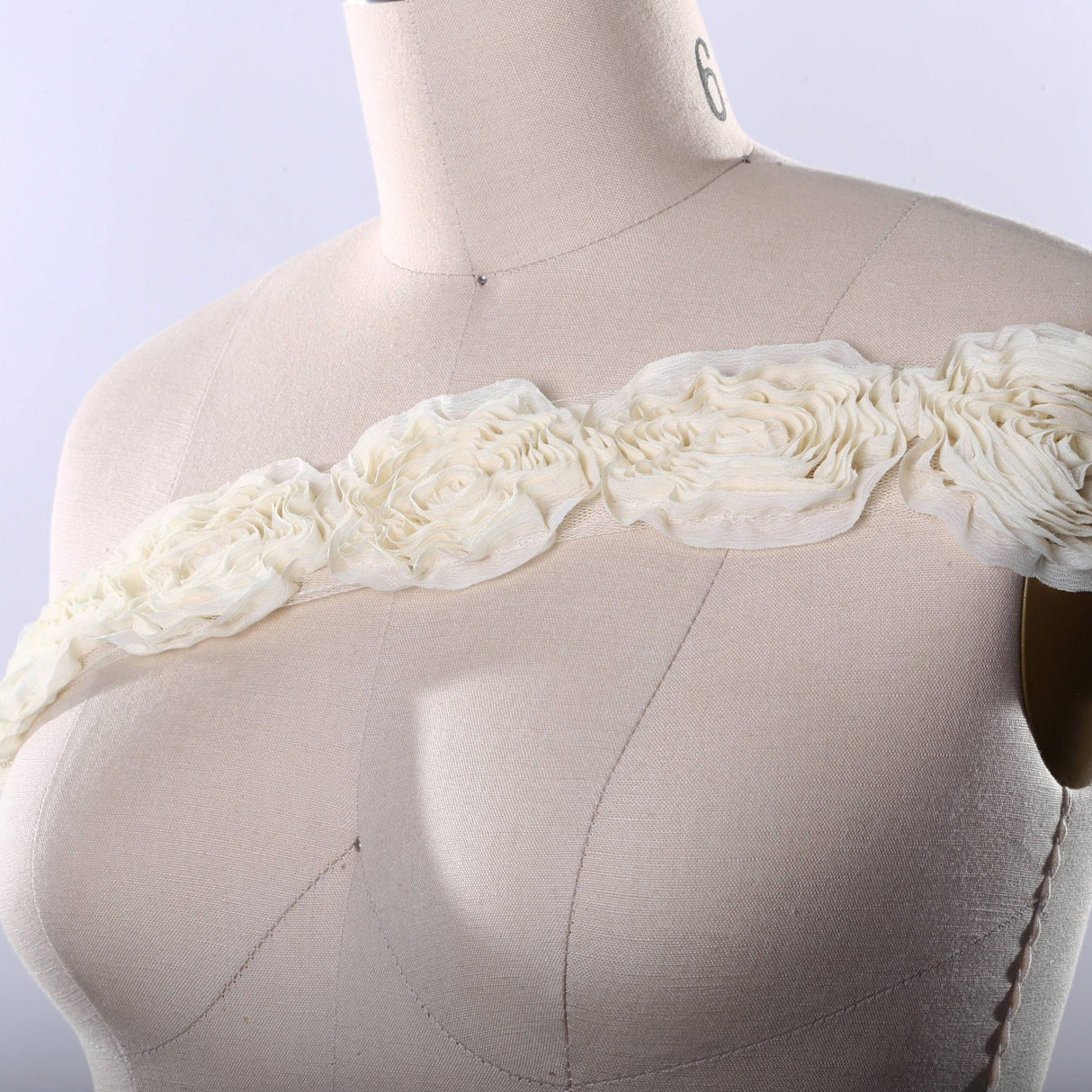 Rose Lace Trim White Ivory