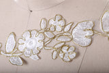 Alencon Lace Trim White Gold Metallic 2.75"