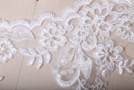 Bridal Lace Trim 6" Sequin Beaded