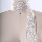 Flower Lace Trim White Silver