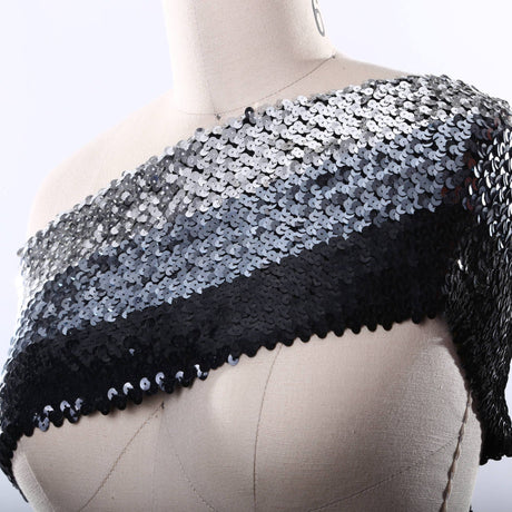 Stretch Sequin Trim Silver Gunmetal Black