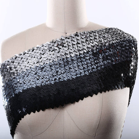 Stretch Sequin Trim Silver Gunmetal Black