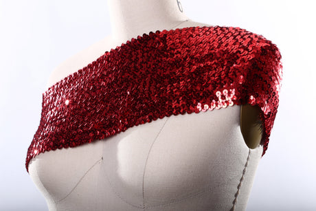 Stretch Sequin Trim 6" Red Black