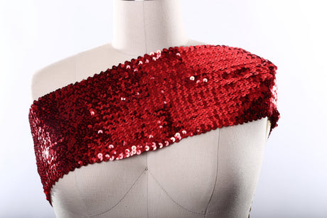 Stretch Sequin Trim 6" Red Black