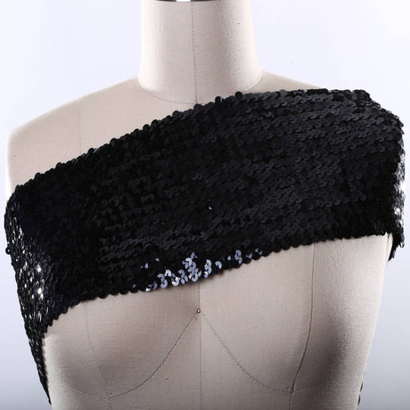 Stretch Sequin Trim 6" Red Black