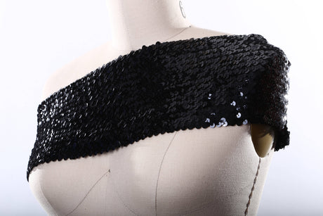 Stretch Sequin Trim 6" Wide Black Red