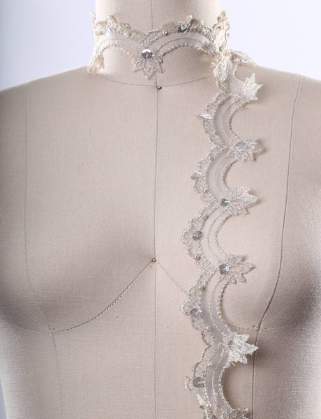Beaded Lace Trim Champagne 1 Inch