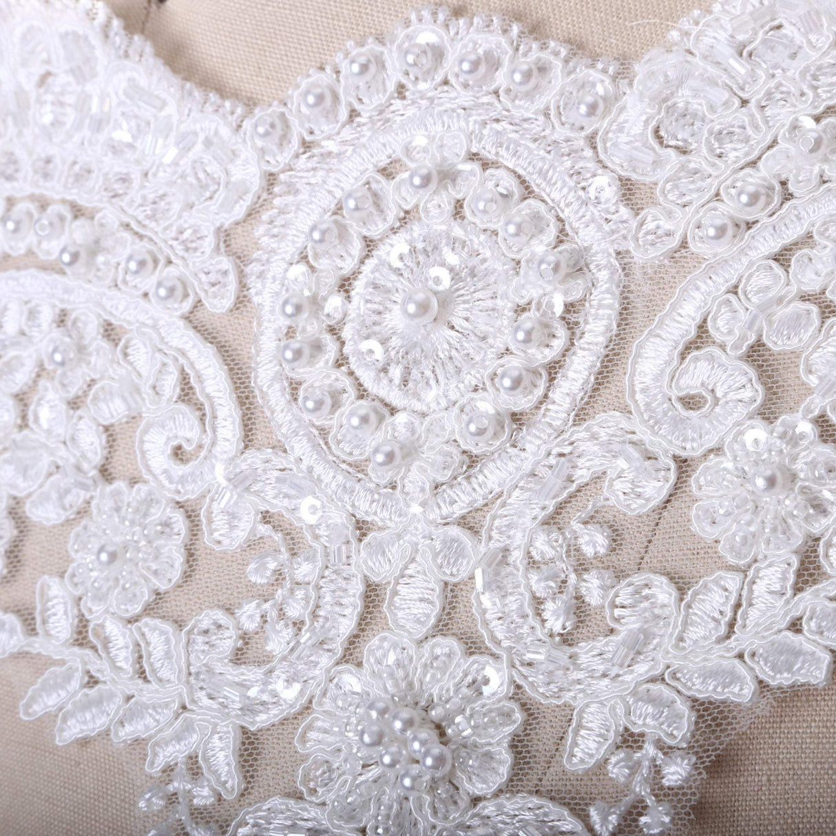 Bridal Lace Trim Ivory White Pearl