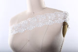 Bridal Lace Trim White Double Fan