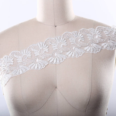 Bridal Lace Trim White Double Fan