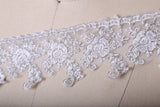 Bridal Lace Trim White Silver Sheer