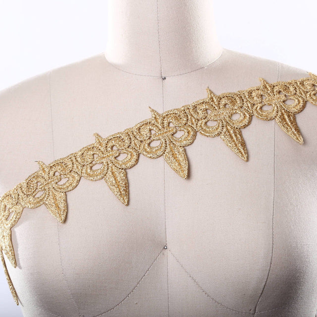 Venice Lace Trim Metallic Gold Silver 3.25in