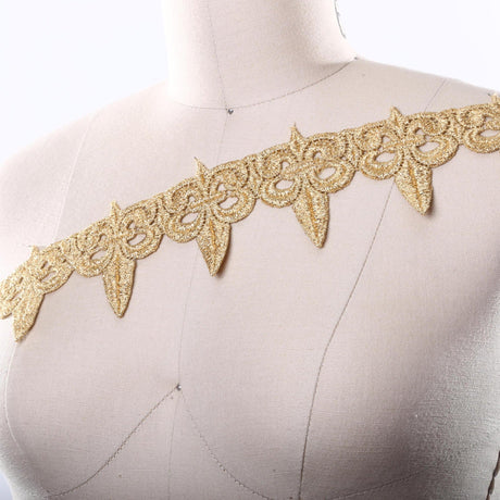 Venice Lace Trim Metallic Gold Silver 3.25 Inch
