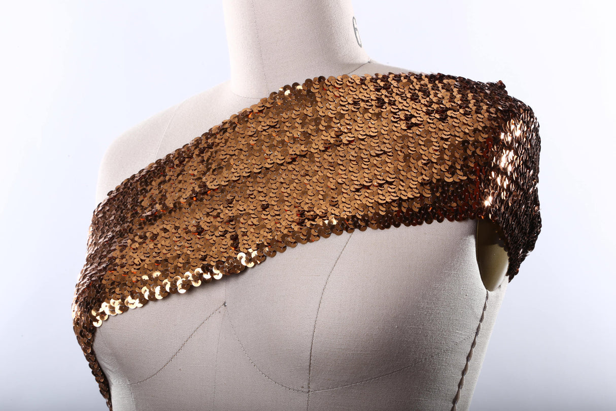 Stretch Sequin Trim Large Penny Copper