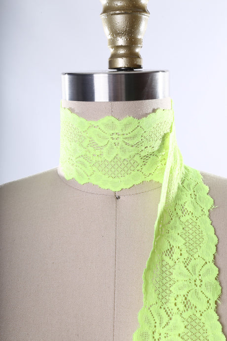 Stretch Lace Trim Neon Green 2.5"