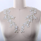 Beaded Sequined Applique White Gold