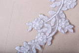 Beaded Lace Applique Pair Gold White
