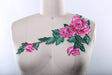 Embroidered Flower Applique Pink Green