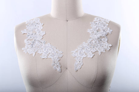 Bridal Lace Applique Pair White Ivory